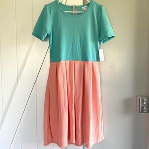 Lularoe AMELIA Colorblock Dress Full Skirt With Pockets! NWT Large